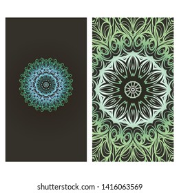 Flyers, Banner Template With Mandala Ornament. Vector Design. Ottoman, Arabic, Oriental, Turkish, Indian,Motif. 