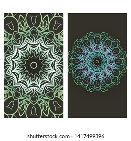 Flyers, Banner Template With Mandala Ornament. Vector Design. Ottoman, Arabic, Oriental, Turkish, Indian,Motif. 