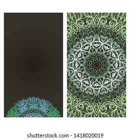 Flyers, Banner Template With Mandala Ornament. Vector Design. Ottoman, Arabic, Oriental, Turkish, Indian,Motif. 