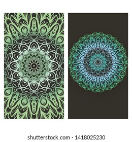 Flyers, Banner Template With Mandala Ornament. Vector Design. Ottoman, Arabic, Oriental, Turkish, Indian,Motif. 