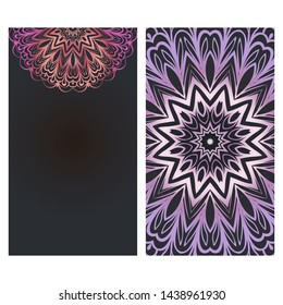 Flyers, Banner Template With Mandala Ornament. Vector Design. Ottoman, Arabic, Oriental, Turkish, Indian,Motif. 