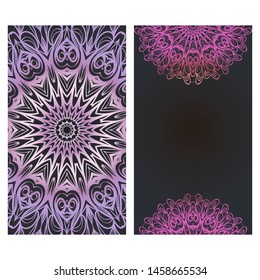 Flyers, Banner Template With Mandala Ornament. Vector Design. Ottoman, Arabic, Oriental, Turkish, Indian,Motif. 