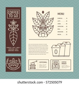 Flyers coffee menu design with a new linear style