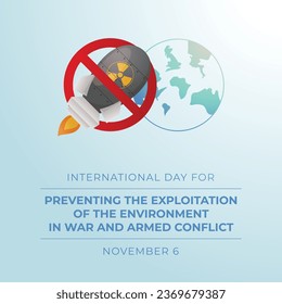 Flyers commemorating the day might feature vector pictures regarding the International Day for Preventing the Exploitation of the Environment in War and Armed Conflict.