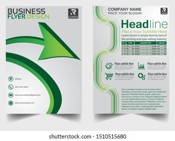 Flyers design template vector. Brochure report business magazine poster. Cover book , abstract green point shaped and A4 layout.