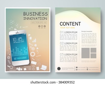Flyers design template vector. Brochure business magazine poster. Cover book portfolio presentation and smartphone. Layout in A4 size.