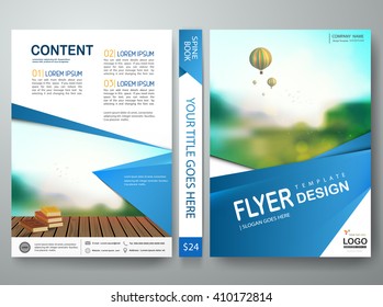 Flyers design template vector. Brochure report business magazine poster. Cover book portfolio presentation and abstract blue shape. Layout in A4 size.