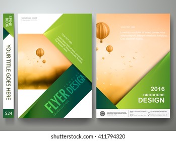 Flyers design template vector. Brochure report business magazine poster. Cover book portfolio presentation and abstract green shape. Layout on a4 size