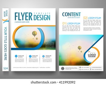 Flyers design template vector. Brochure report business magazine. Cover book portfolio presentation and abstract blue shape on poster. City concept in A4 layout.