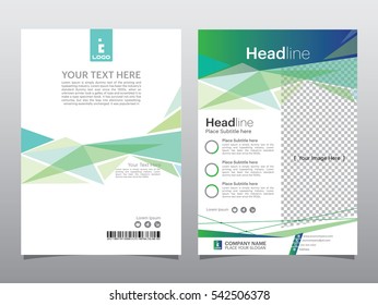 Flyers design template vector. Brochure report business . Cover book  and abstract green shape  in A4 layout.
