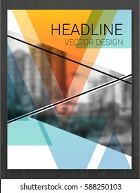 Flyers design template vector. Brochure report business magazine poster. Abstract  cover book portfolio presentation with  flat triangle composition. Vector illustration.