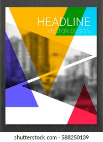 Flyers design template vector. Brochure report business magazine poster. Abstract  cover book portfolio presentation with  flat triangle composition. Vector illustration

