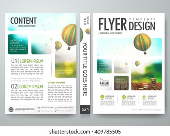 Flyers design template vector. Brochures annual reports poster magazine. Leaflet cover book presentation with blur abstract background. Layout in A4 size.