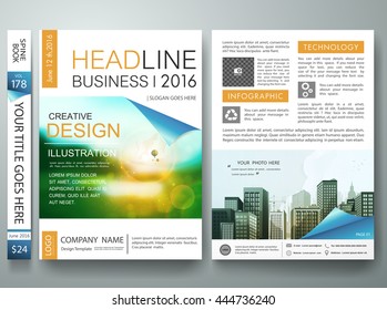 Flyers design template vector. Business brochure report magazine poster. Cover book portfolio presentation and blue page curl on a4 layout.