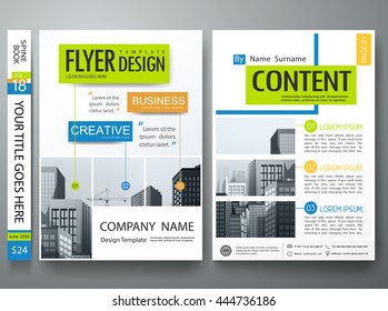 Flyers design template vector. City concept in a4 brochure layout background. Cover book portfolio presentation abstract green on poster. Business report magazine.