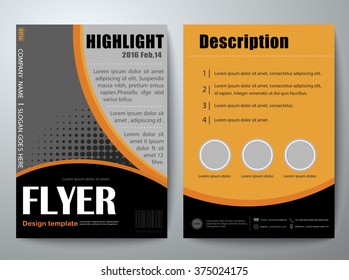 Flyers design template vector.Brochure report business magazine poster template.Cover book portfolio presentation and abstract yellow shape design.Layout design on brochure background.A4 poster size.