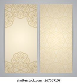Flyers with floral decor - indian floral pattern in gold color
