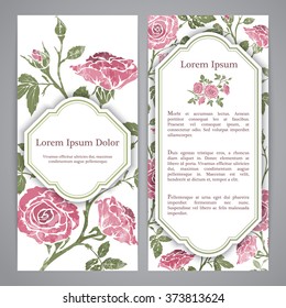 Flyers with floral pattern - rose graphic flowers.