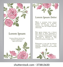 Flyers with floral pattern - rose graphic flowers.