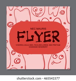 Flyers with Funny faces, cartoon-style on background. It can be used as invitation or card. Vector illustration