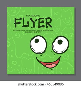 Flyers with Funny faces, cartoon-style on background. It can be used as invitation or card. Vector illustration