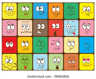 Flyers with Funny faces, cartoon-style on background. It can be used as invitation or card. Vector illustration