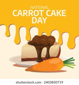 Flyers honoring National Carrot Cake Day or promoting associated events might include vector graphics highlighting the holiday. design of flyers, cele