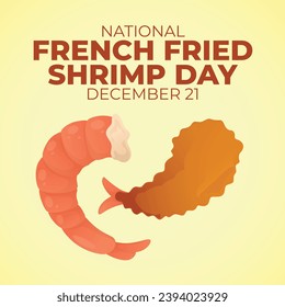 Flyers honoring National French Fried Shrimp Day or promoting associated events might include vector graphics highlighting the holiday. design of flyers, celebratory materials.