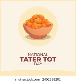 Flyers honoring National Tater Tot Day or promoting associated events can utilize National Tater Tot Day vector graphics. design of flyers, celebratory materials.