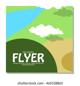 Flyers with the image of rocky terrain and forests. It can be used as an invitation to the camp. Vector illustration