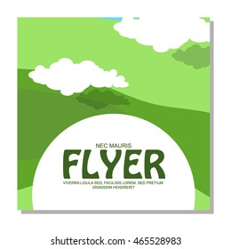 Flyers with the image of rocky terrain and forests. It can be used as an invitation to the camp. Vector illustration