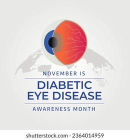 Los folletos que promueven el Mes de la Diabetic Eye Disease o eventos asociados pueden incluir imágenes vectoriales con respecto al evento de un mes de duración. diseño de un volante, una celebración.