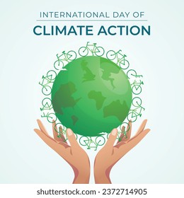 Flyer, die den Internationalen Tag des Klimaschutzes oder damit verbundene Veranstaltungen bewerben, können mit Vektorbildern für den Tag gemacht werden. Design eines Flugers, eine Feier.