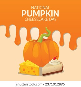 Flyers promoting National Pumpkin Cheesecake Day or associated events may be made using vector pictures concerning the holiday. design of a flyer, a celebration.
