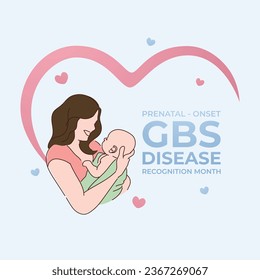 Los folletos que promueven el Mes de Reconocimiento de Enfermedades de GBS de inicio prenatal o eventos asociados pueden utilizar imágenes vectoriales de Mes de Reconocimiento de Enfermedades de GBS de inicio prenatal. diseño de un volante, una celebración.