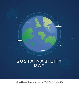 Flyers promoting Sustainability Day or associated events can utilize sustainability-related vector graphics. design of a flyer, a celebration.
