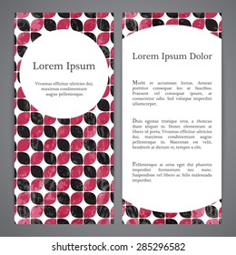 Flyers with retro patterns - geometric. Textured grunge vector patterns for vintage and hipster invitation or banner.