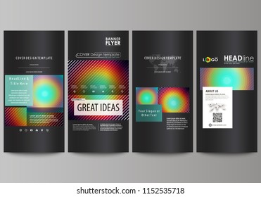 Flyers set, modern banners. Business templates. Cover template, abstract vector layouts. Minimalistic design with circles, diagonal lines. Geometric shapes forming beautiful retro background.