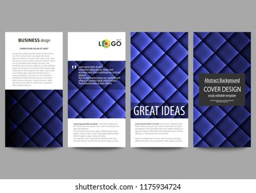 Flyers set, modern banners. Business templates. Cover design template, easy editable abstract vector layouts. Shiny fabric, rippled texture, blue color silk, colorful vintage style background.