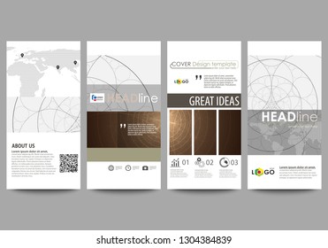 Flyers set, modern banners. Business templates. Cover design template, easy editable abstract vector layouts. Alchemical theme. Fractal art background. Sacred geometry. Mysterious relaxation pattern.