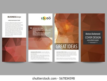 Flyers set, modern banners. Business templates. Cover design template, easy editable abstract vector layouts. Romantic couple kissing. Beautiful background. Geometrical pattern in triangular style