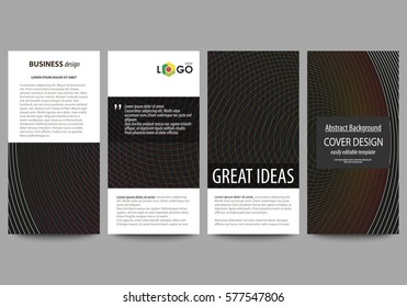 Flyers set, modern banners. Business templates. Cover design template, easy editable vector layouts. Dark color abstract background with colorful circles