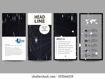 Flyers set, modern banners. Business templates. Cover design template, vector layouts. Abstract infographic background made from lines, symbols, charts, diagrams and other elements.