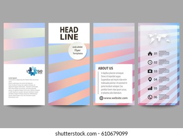 Flyers set, modern banners. Business templates. Cover template, easy editable abstract vector layouts. Sweet pink and blue decoration, pretty romantic design, cute candy background