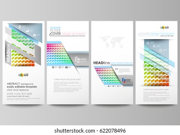 Flyers set, modern banners. Business templates. Cover design template, easy editable vector layouts. Colorful rectangles, moving dynamic shapes forming abstract polygonal style background.