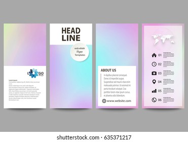 Flyers set, modern banners. Business templates. Cover design template, abstract vector layouts. Hologram, background in pastel colors, holographic effect. Blurred colorful pattern, futuristic texture.