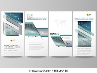 Flyers set, modern banners. Business templates. Cover design template, easy editable abstract vector layouts. Technology background in geometric style made from circles