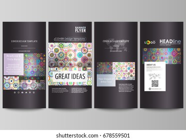 Flyers set, modern banners. Business templates. Cover design template, easy editable abstract vector layouts. Bright color background in minimalist style made from colorful circles.