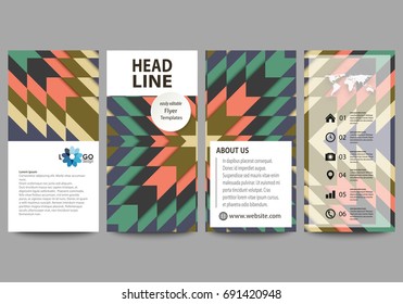Flyers set, modern banners. Business templates. Cover design template, abstract vector layouts. Tribal pattern, geometrical ornament in ethno syle, ethnic hipster backdrop, vintage fashion background.