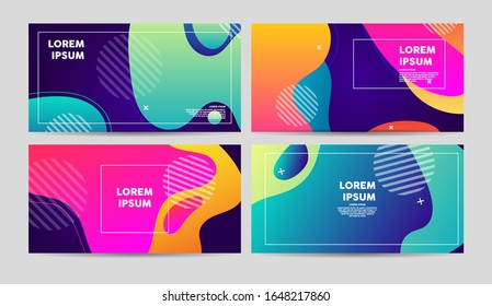 Flyers template  with bright liquid shapes. Trendy, colourful vector illustration. 
